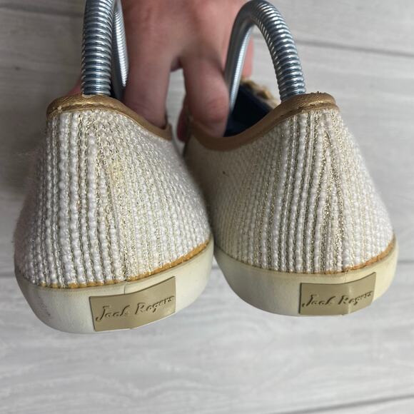 Jack Rogers Women's Ecru Cream & Gold Baldwin Slip On Sneakers Size 10 - Picture 8 of 11